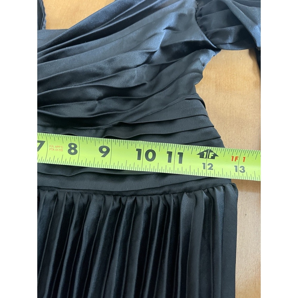 Boohoo Occasion Women's Satin Pleated Plunge Dress Midaxi Black Wedding - Picture 14 of 16